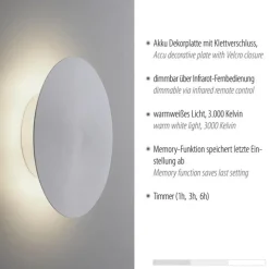 Aluminium LED wandlamp op accu 3-standen dimbaar