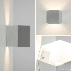 Aluminium wandlamp 6-hoek up+down