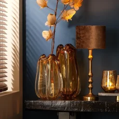 Antiek bronzen lampvoet Semut exclusief kap