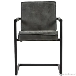 Antraciet lederen armstoel met zwart