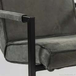 Antraciet lederen armstoel met zwart