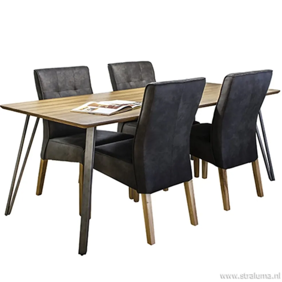 Antraciet stoffen eetkamerstoel