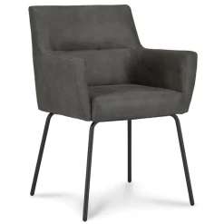 Armstoel Microleder Bull antraciet met zwarte poot