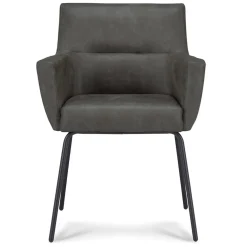 Armstoel Microleder Bull antraciet met zwarte poot