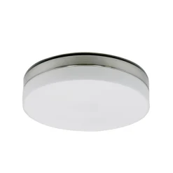 Badkamer plafonnière staal met wit glas