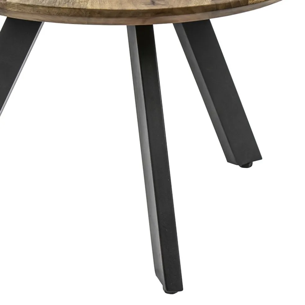 Bijzettafel rond mangohout met zwart staal 60 cm