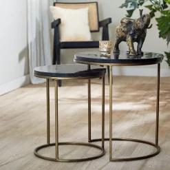 Bijzettafel Sobrina set van 2 zwart/antiek brons