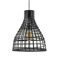 Botanische hanglamp Puerto rotan mat zwart