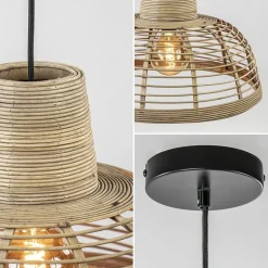 Botanische hanglamp rotan met mat zwart