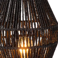 Botanische tafellamp gevlochten papier zwart