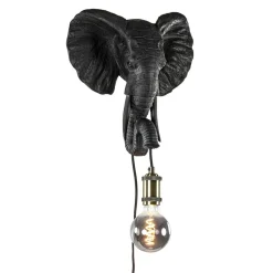Botanische wandlamp Elephant mat zwart