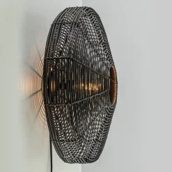 Botanische wandlamp Mataka donker bruin rotan L&L