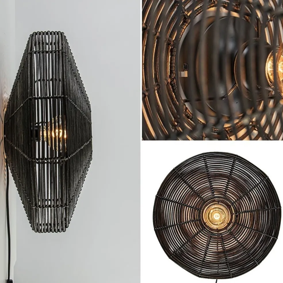 Botanische wandlamp Mataka donker bruin rotan L&L
