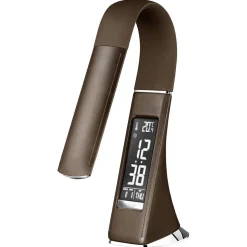 Bruine bureaulamp LED met klok en alarmfunctie