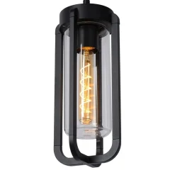 Buitenlamp hang zwart met glazen kap IP44