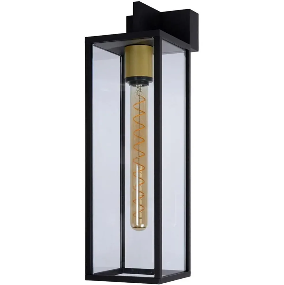 Buitenlamp lantaarn groot zwart/matgoud