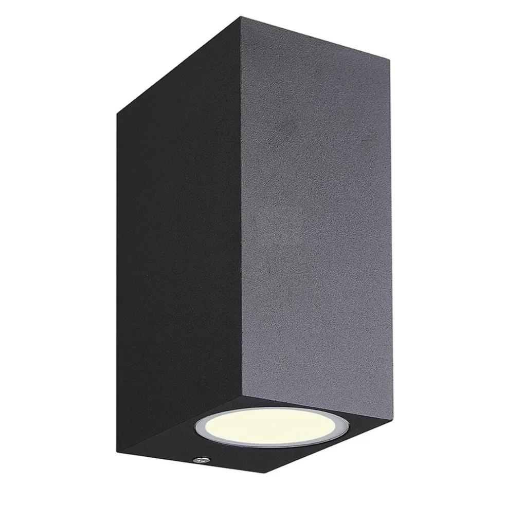 Buitenlamp rechthoek zwart up+down gu10 IP54