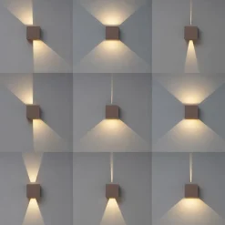 Buitenlamp wand bruin up+down IP54