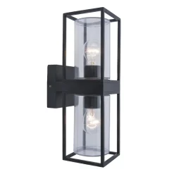 Buitenlantaarn dubbel strak zwart/helder glas