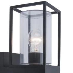 Buitenlantaarn dubbel strak zwart/helder glas