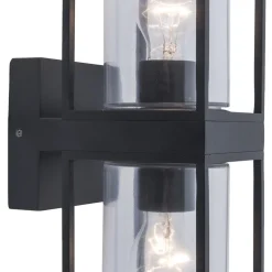 Buitenlantaarn dubbel strak zwart/helder glas