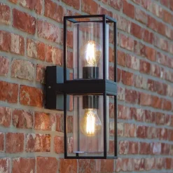 Buitenlantaarn dubbel strak zwart/helder glas