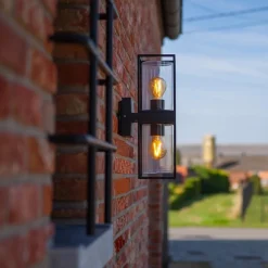 Buitenlantaarn dubbel strak zwart/helder glas