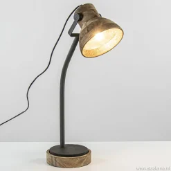 Bureaulamp Imbert mat zwart metaal met hout