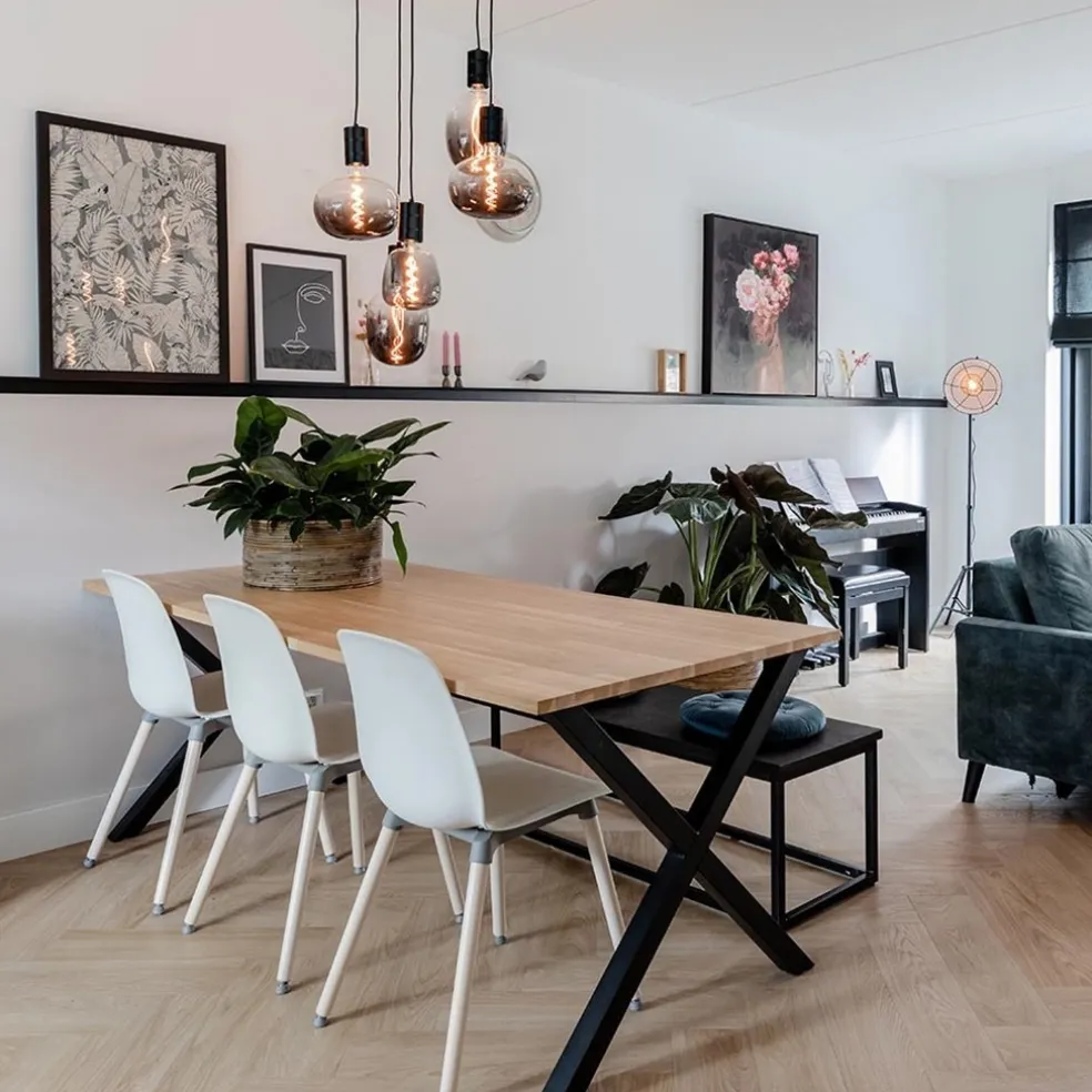 Calex 5-lichts retro pendels rond 50 cm zwart