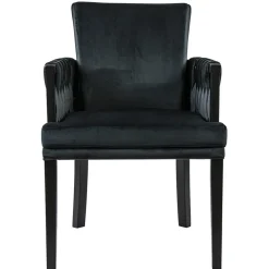 Chique armstoel zwart met sierlijke leuning en goud