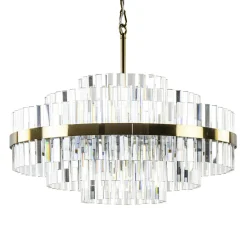 Chique hanglamp brushed brass met helder kristal