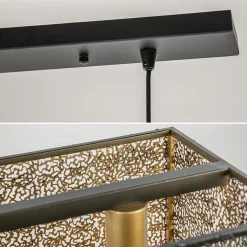 Chique hanglamp langwerpige balk 5-lichts zwart/goud