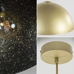 Chique hanglamp mat goud met zwarte binnenzijde