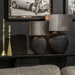 Chique lampvoet Skeld mat zwart exclusief kap