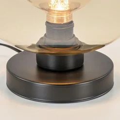 Chique tafellamp amber glazen bol 30 cm