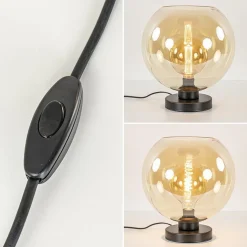 Chique tafellamp amber glazen bol 30 cm