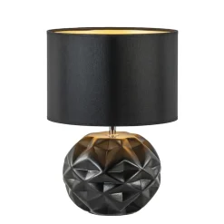 Chique tafellamp zwart met kap zwart/goud