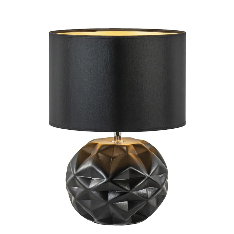 Chique tafellamp zwart met kap zwart/goud