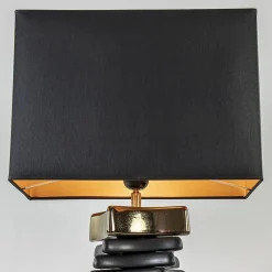 Chique tafellamp zwart met goud en rechthoekige kap
