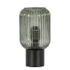 Chique tafellamp zwart met smal smoke glas