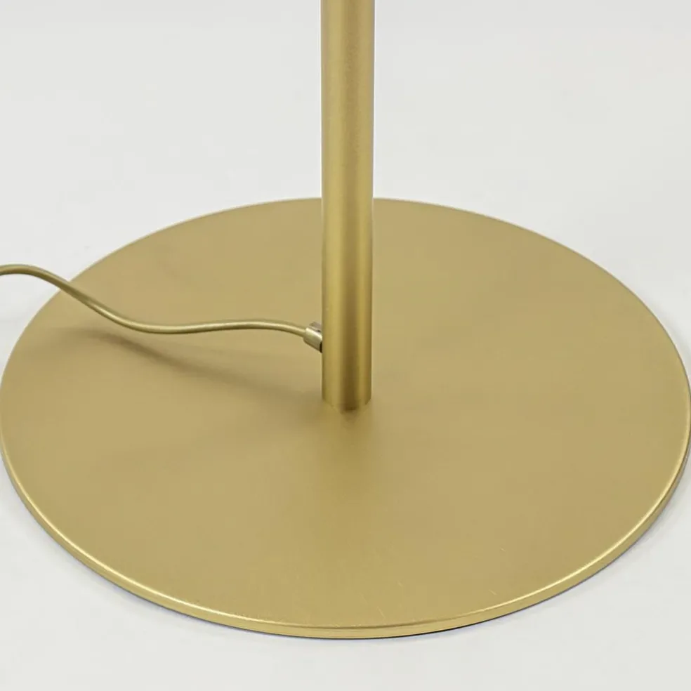 Chique vloerlamp mat goud met mat witte glazen kap