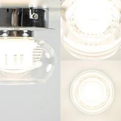 Chromen plafondlamp met helder glas incl. LED