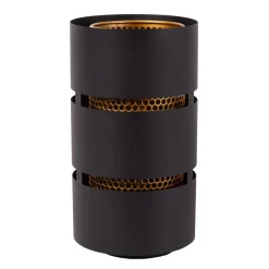 Cilinder tafellamp zwart metaal met goud