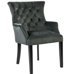 Comfortabele armstoel donker grijs met zwarte poot