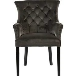 Comfortabele armstoel donker taupe met zwarte poot