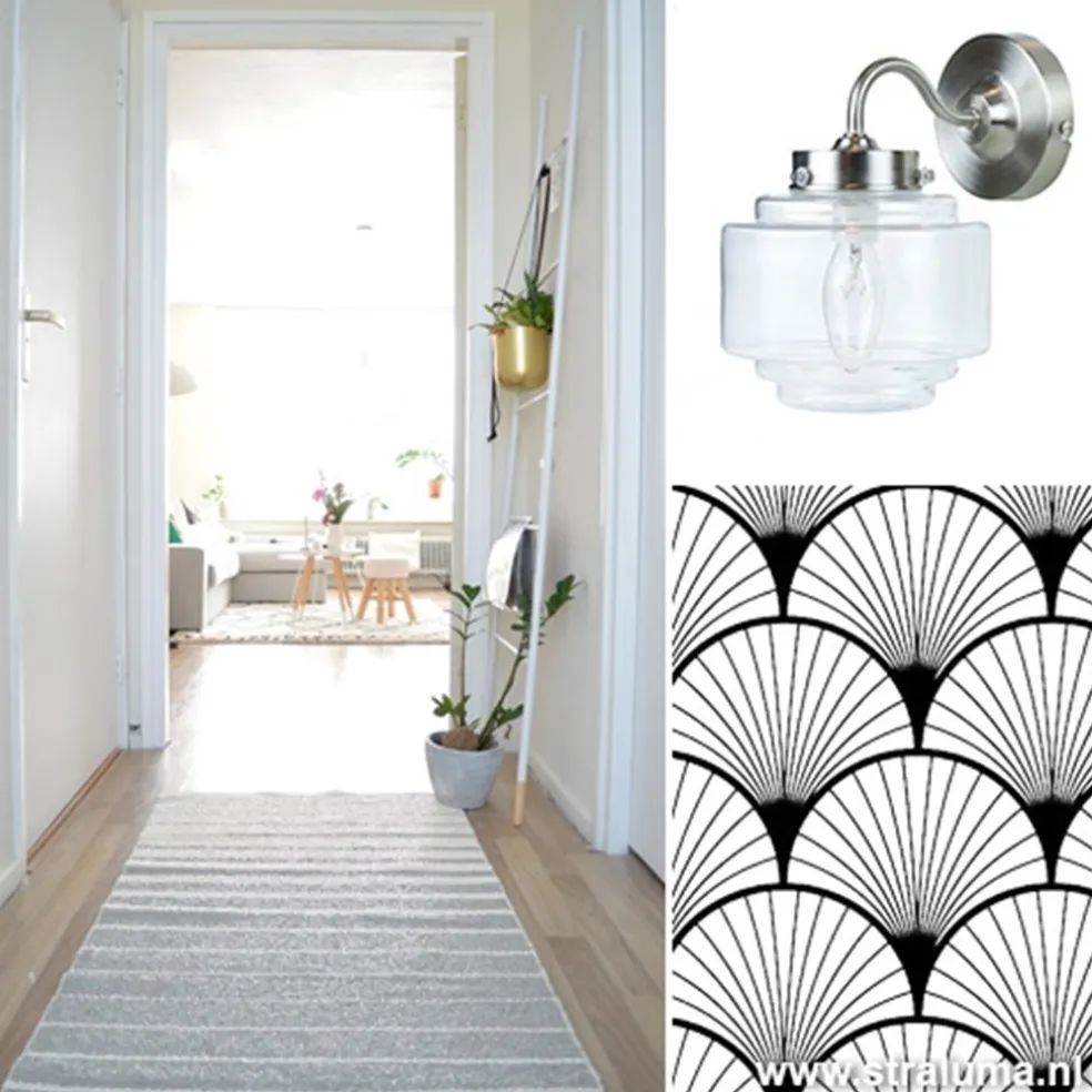 Deco wandlamp staal met helder glas