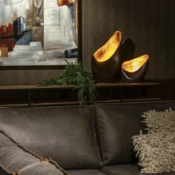 Decoratieve tafellamp corten brown met goldleaf