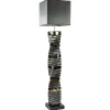 Decoratieve vloerlamp grijs/goud met vierkante kap