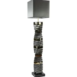 Decoratieve vloerlamp grijs/goud met vierkante kap