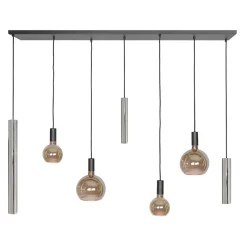 Design hanglamp 7-lichts zwart met nikkel